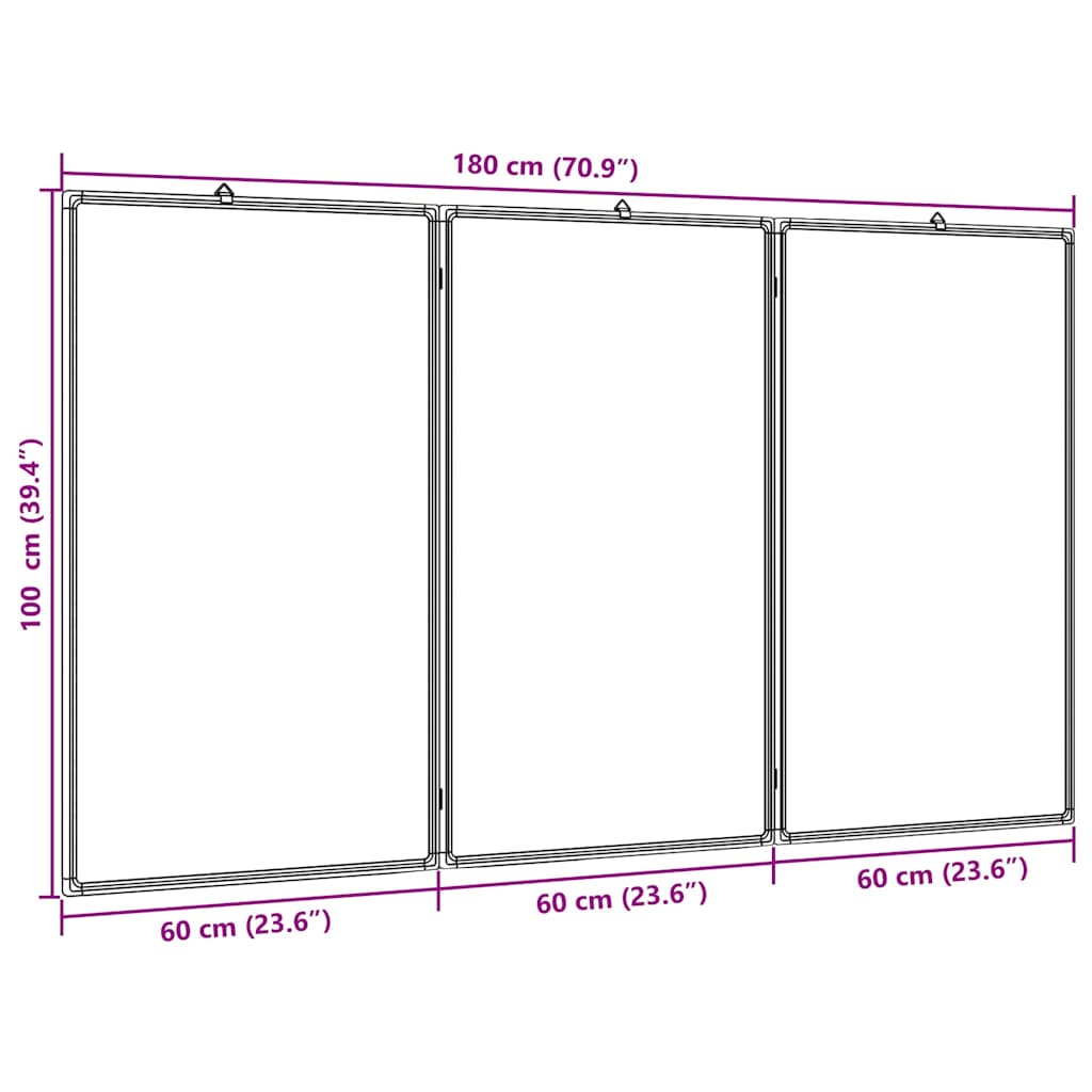 Magnetisches Whiteboard Klappbar 180x100x1,7 cm Aluminium