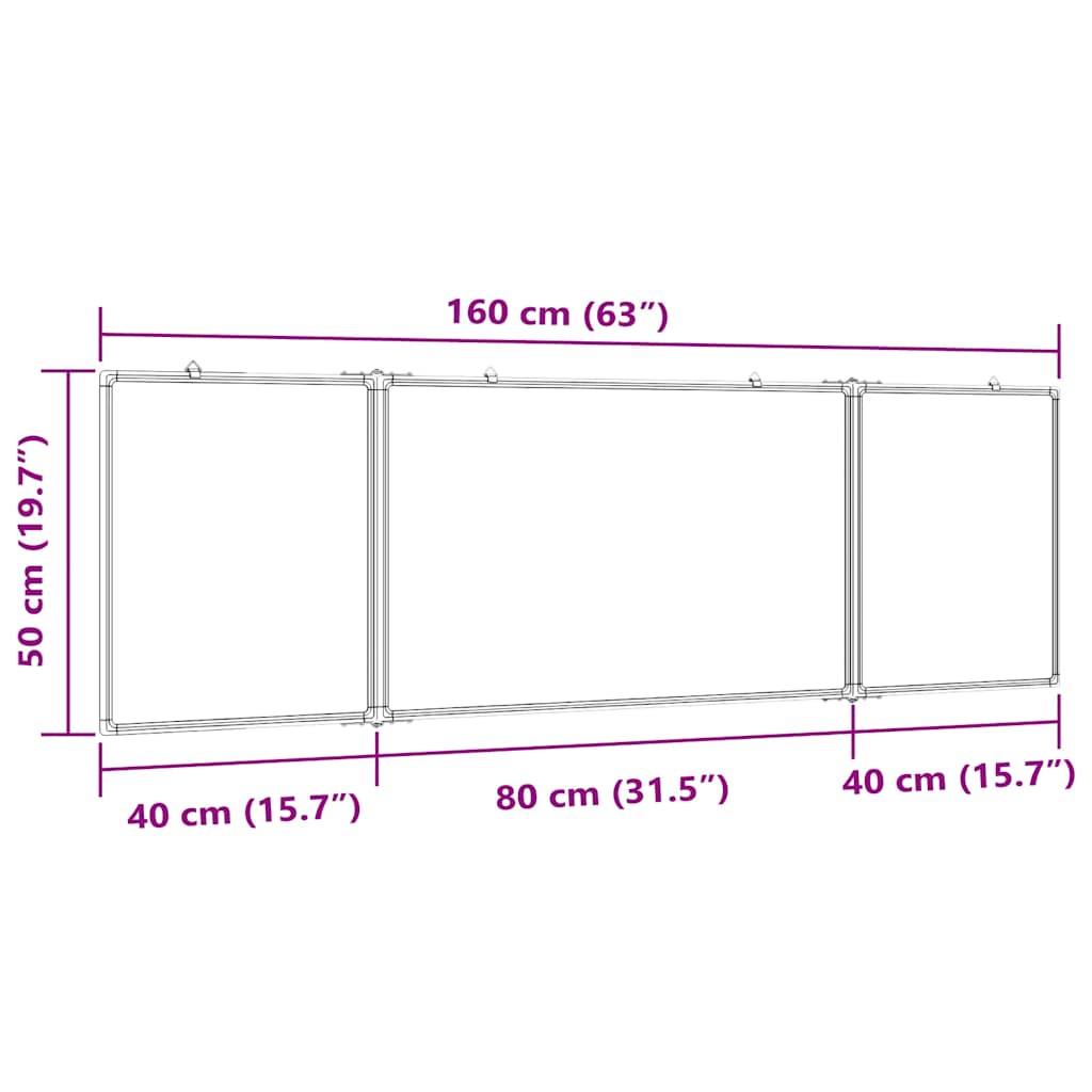 Magnetisches Whiteboard Klappbar 160x50x1,7 cm Aluminium
