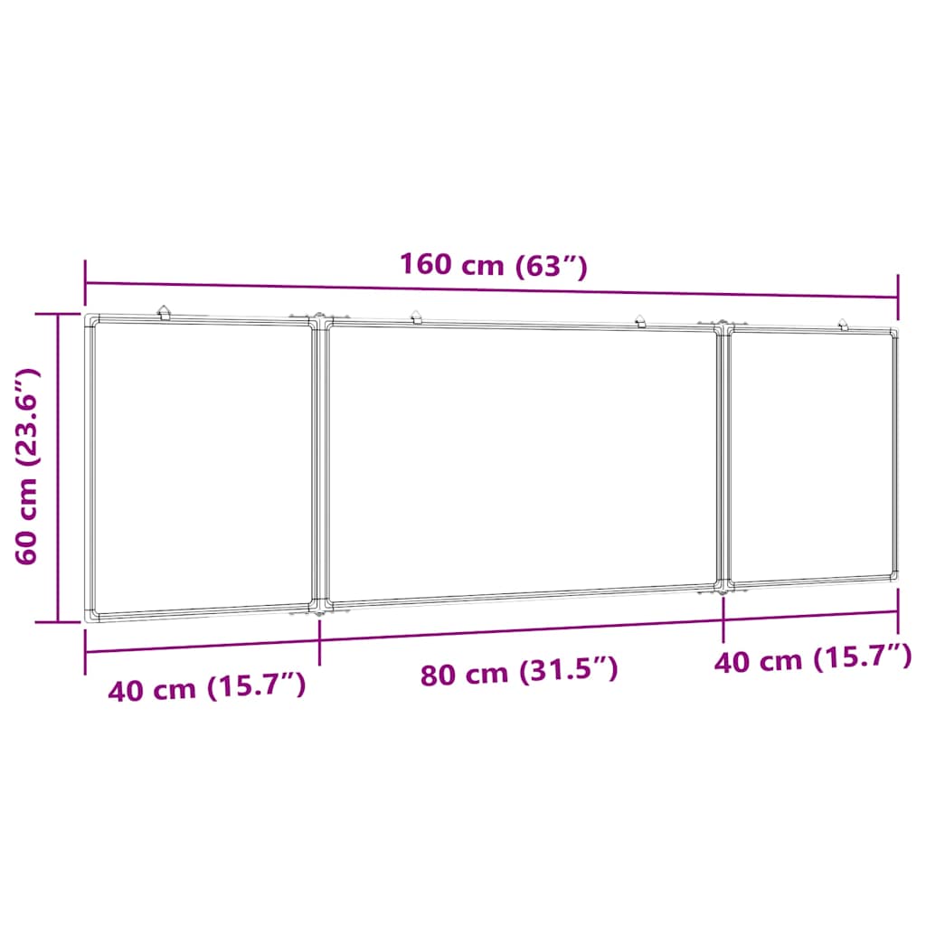 Magnetisches Whiteboard Klappbar 160x60x1,7 cm Aluminium