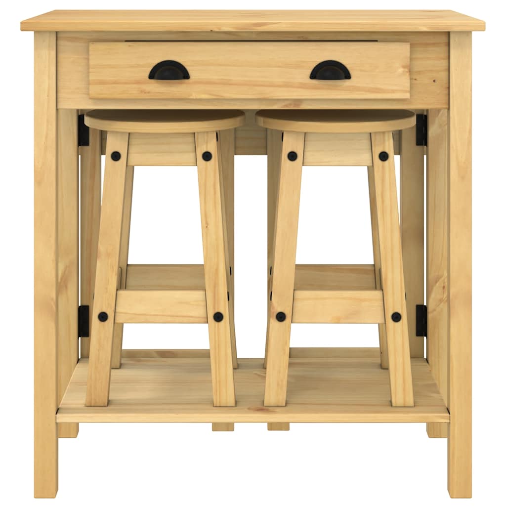 3-tlg. Bar-Set Massivholz Kiefer
