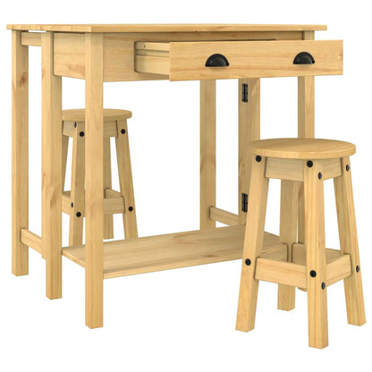 3-tlg. Bar-Set Massivholz Kiefer
