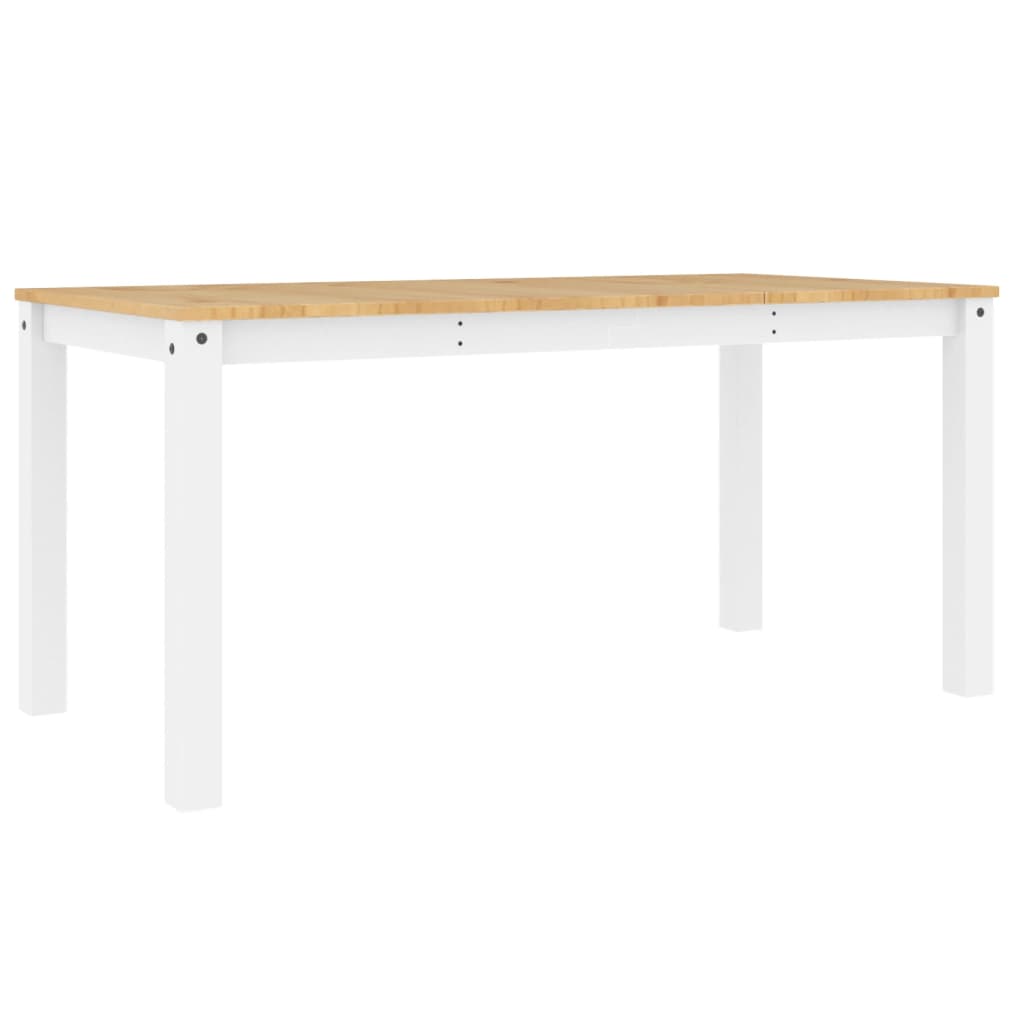 Table à manger Panama blanc 160x80x75 cm en bois de pin massif