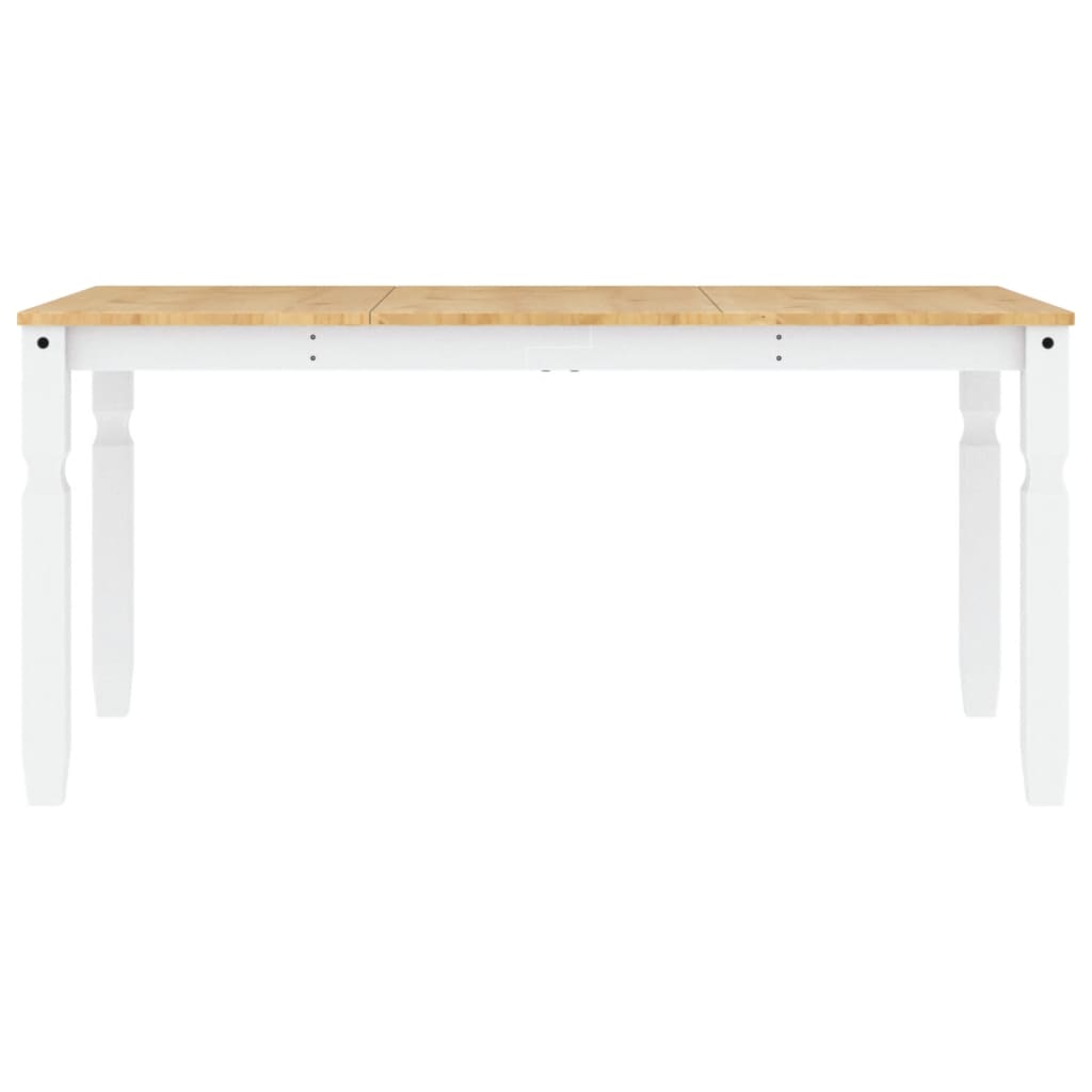 Table à manger Corona blanc 160x80x75 cm en bois de pin massif