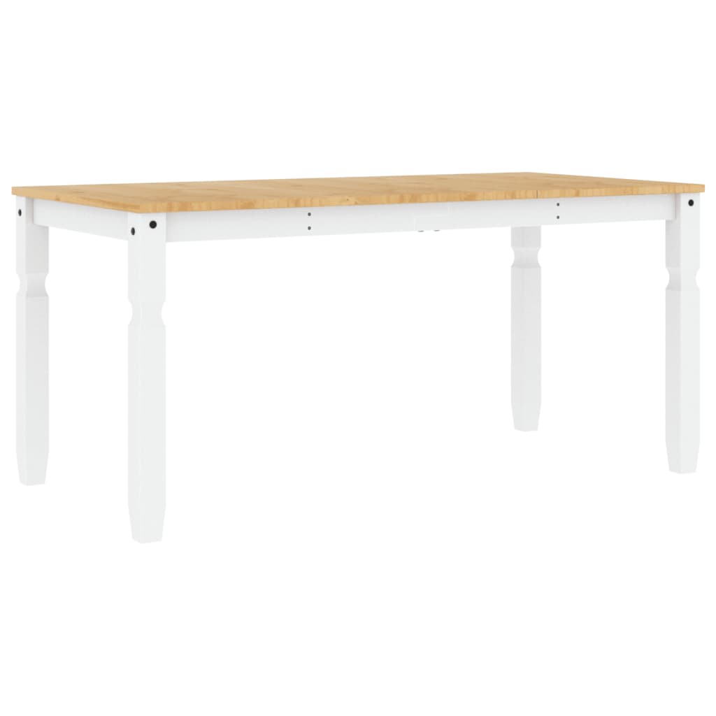 Table à manger Corona blanc 160x80x75 cm en bois de pin massif