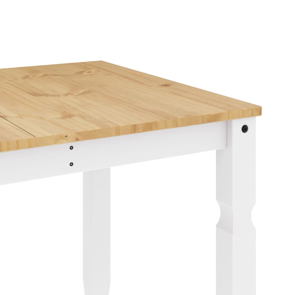 Table à manger Corona blanc 160x80x75 cm en bois de pin massif