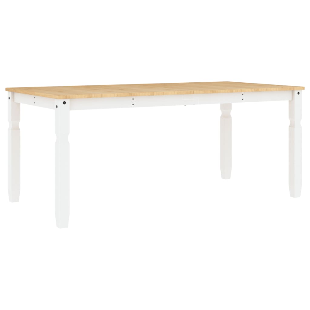 Table à manger Corona blanc 180x90x75 cm bois de pin massif