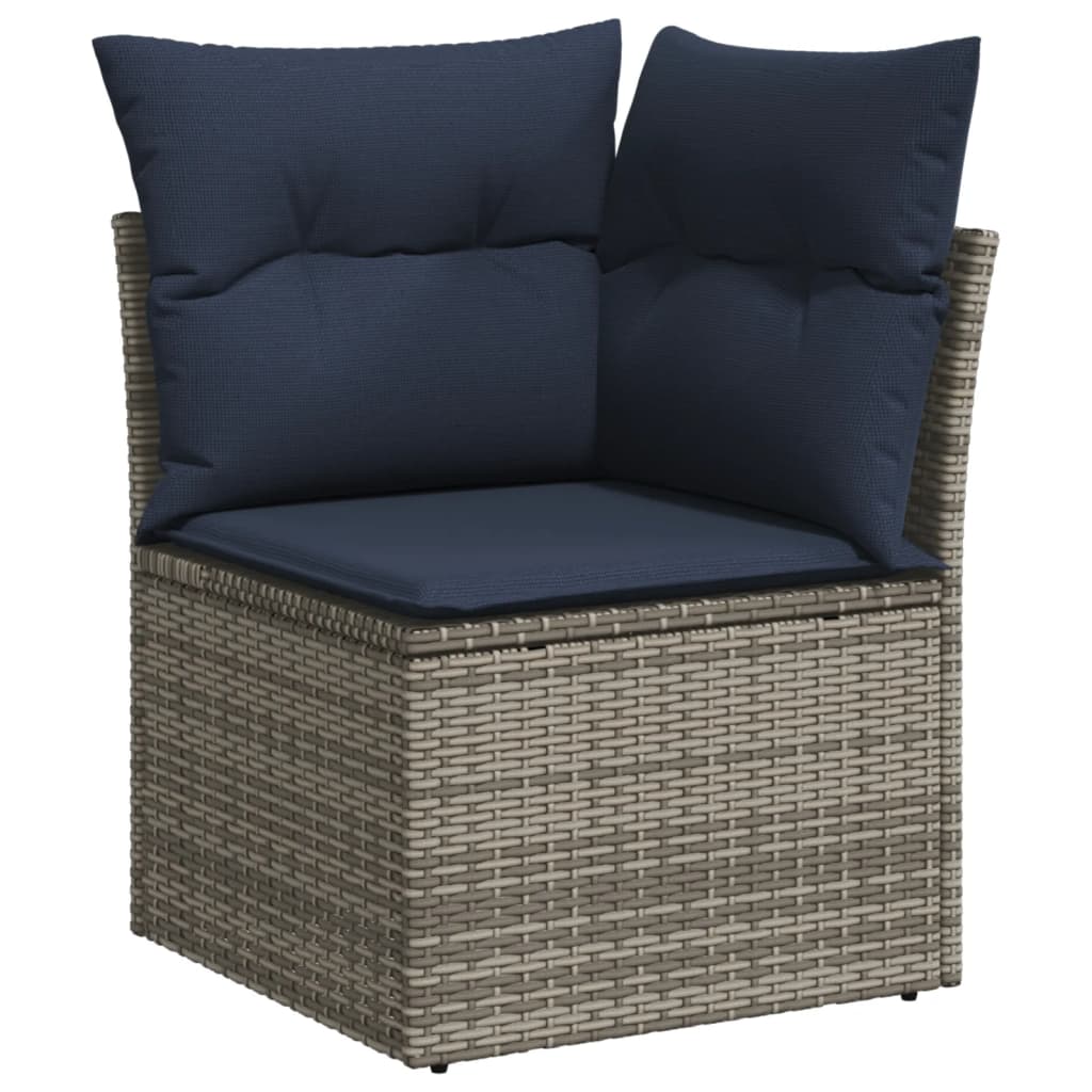 7-teiliges Gartensofa-Set mit Kissen, grau, Polyrattan