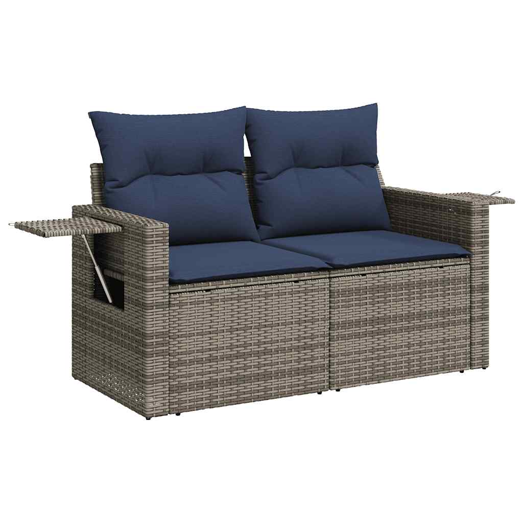 11-teiliges Gartensofa-Set mit Kissen, grau, Polyrattan