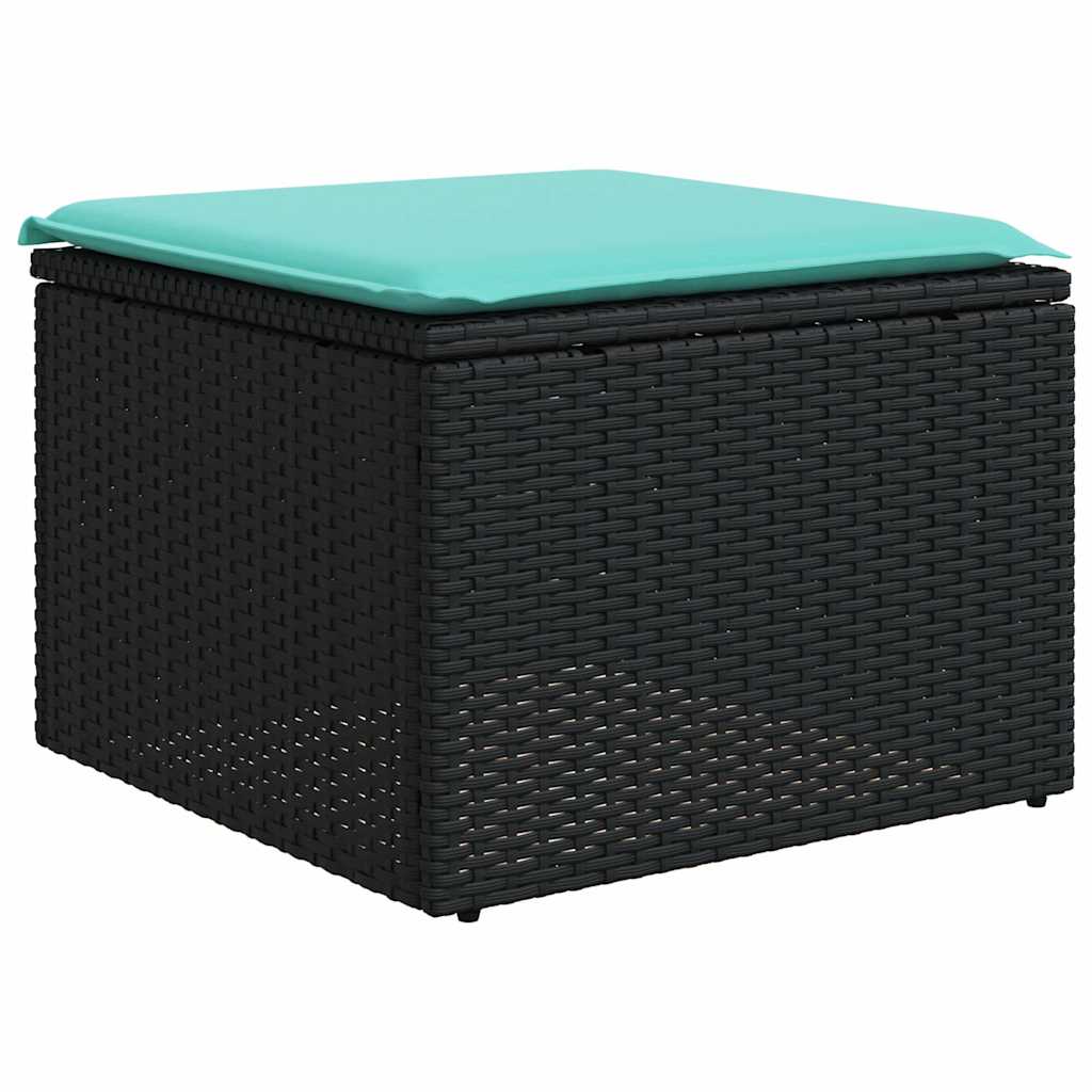 8-teiliges Gartensofa-Set mit Kissen, schwarzes Polyrattan