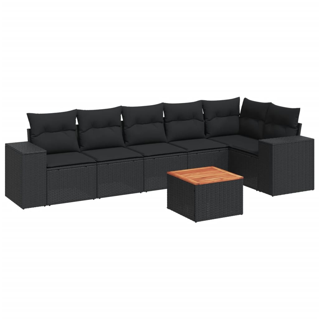 Patio Sofa Set 6-Sitzer Black