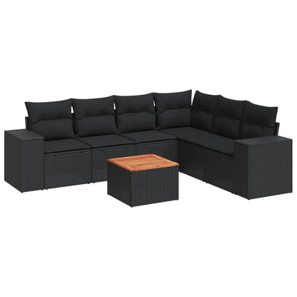 Patio Sofa Set 7-Sitzer Black