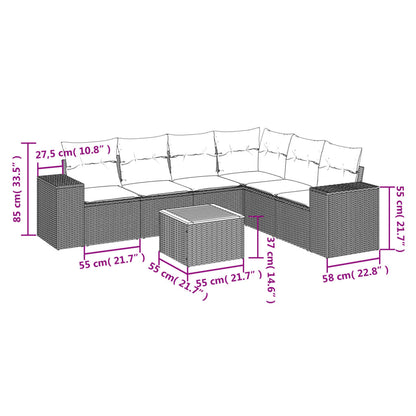 Patio Sofa Set 7-Sitzer Black