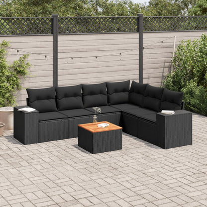 Patio Sofa Set 7-Sitzer Black