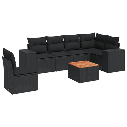 Patio Sofa Set 7-Sitzer Black