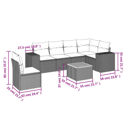 Patio Sofa Set 7-Sitzer Black