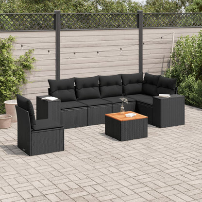 Patio Sofa Set 7-Sitzer Black
