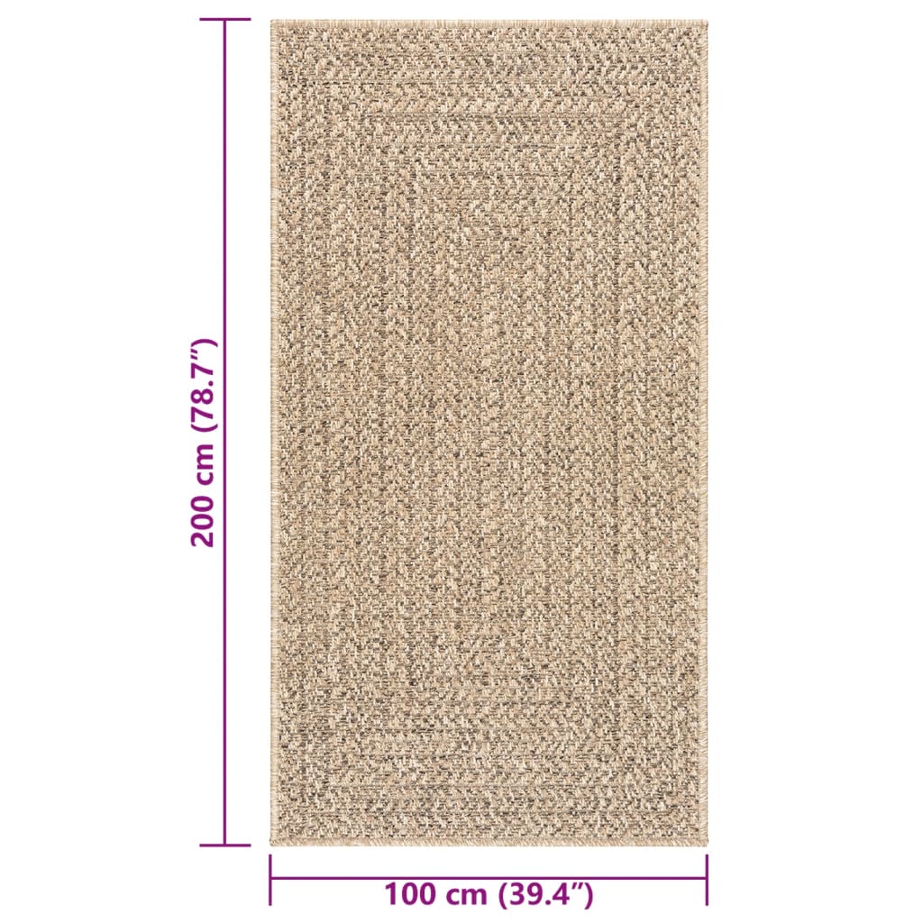 Teppich ZIZUR 100x200 cm Jute-Optik Indoor und Outdoor