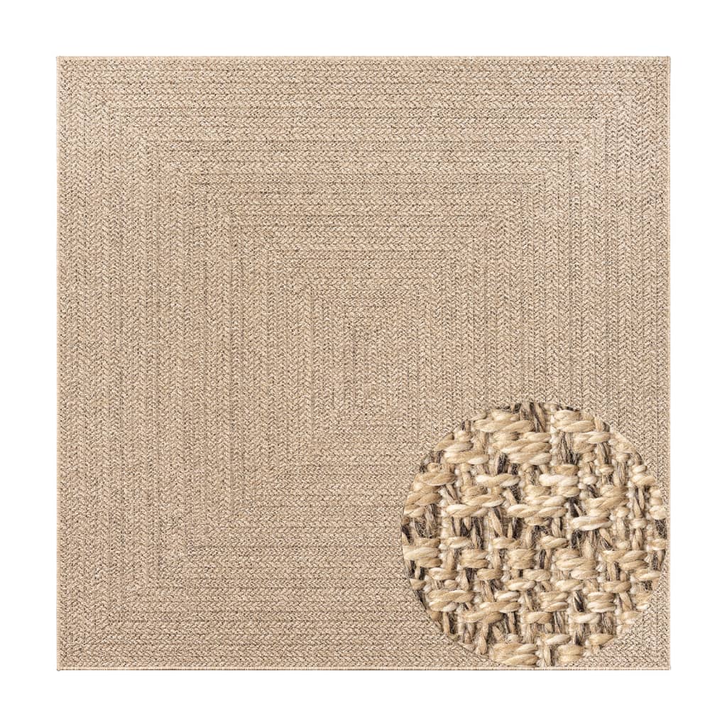 Tapis ZIZUR 200x200 cm aspect jute intérieur et extérieur