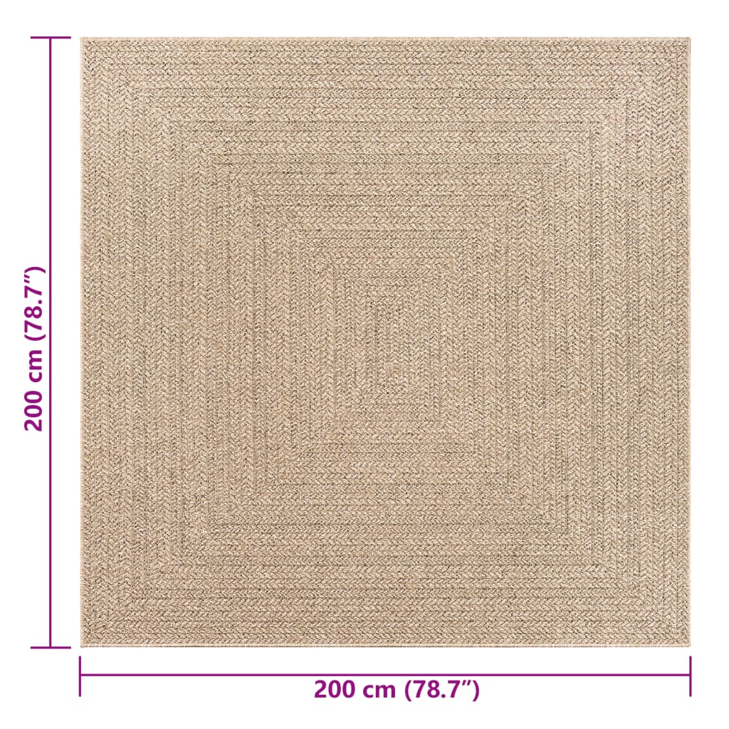 Tapis ZIZUR 200x200 cm aspect jute intérieur et extérieur