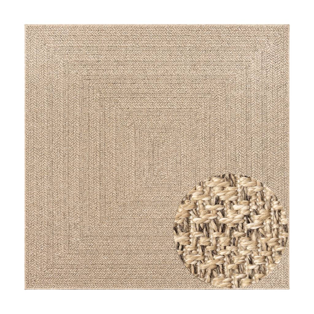 Tapis ZIZUR 240x240 cm aspect jute intérieur et extérieur