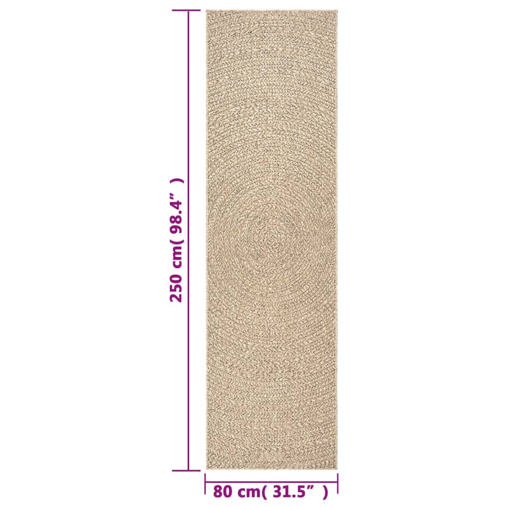 Tapis ZIZUR 80x250 cm aspect jute intérieur et extérieur