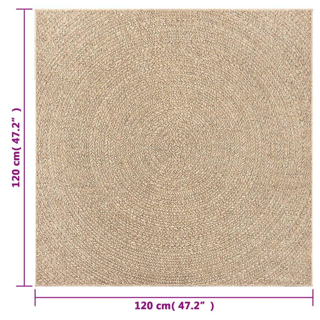 Teppich ZIZUR 120x120 cm Jute-Optik Indoor und Outdoor