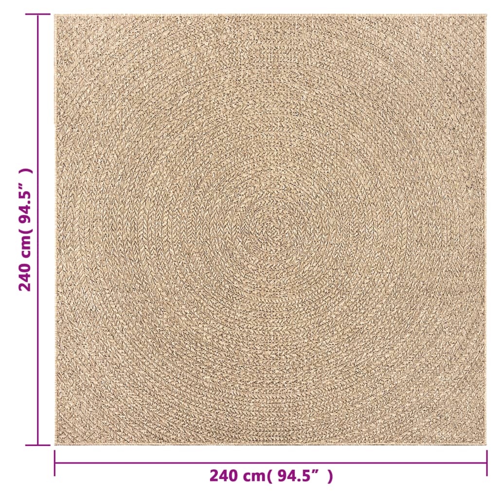 Tapis ZIZUR 240x240 cm aspect jute intérieur et extérieur