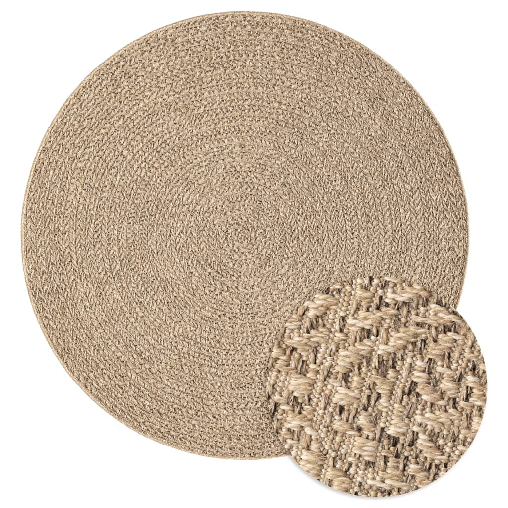 Tapis ZIZUR Ø 200 cm aspect jute intérieur et extérieur