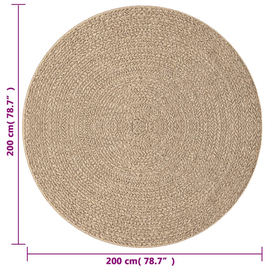 Tapis ZIZUR Ø 200 cm aspect jute intérieur et extérieur