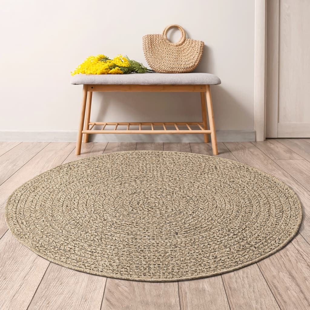 Tapis ZIZUR Ø 200 cm aspect jute intérieur et extérieur