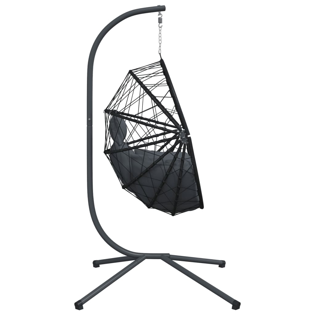 Chaise suspendue design œuf avec rotin anthracite et support en acier