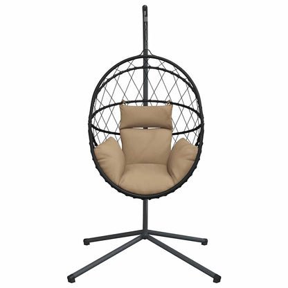 Hängesessel Ei-Design mit Ständer Taupe Rattan und Stahl