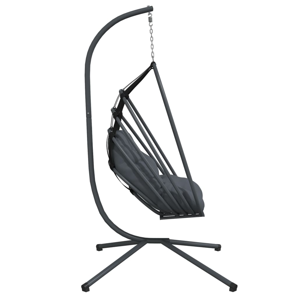 Chaise suspendue design œuf avec pied en acier anthracite