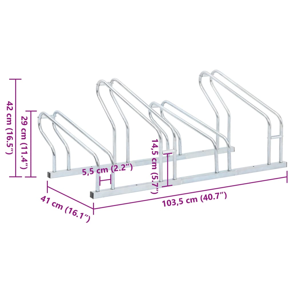 Support à vélo pour 4 vélos, autoportant en acier galvanisé