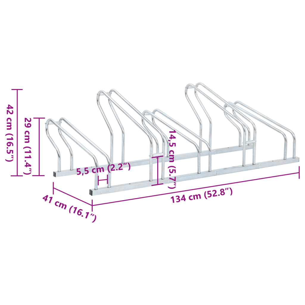 Support à vélo pour 5 vélos Autoportant Acier galvanisé