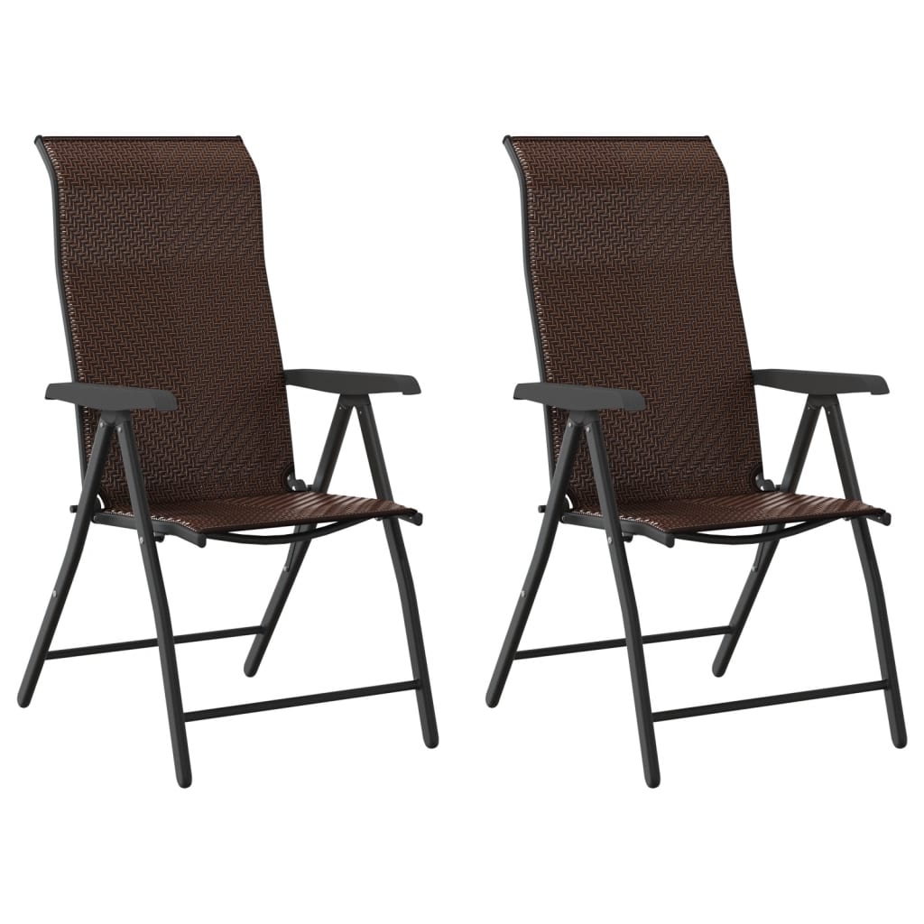 Klappstühle, 2 Stück, braunes Polyrattan