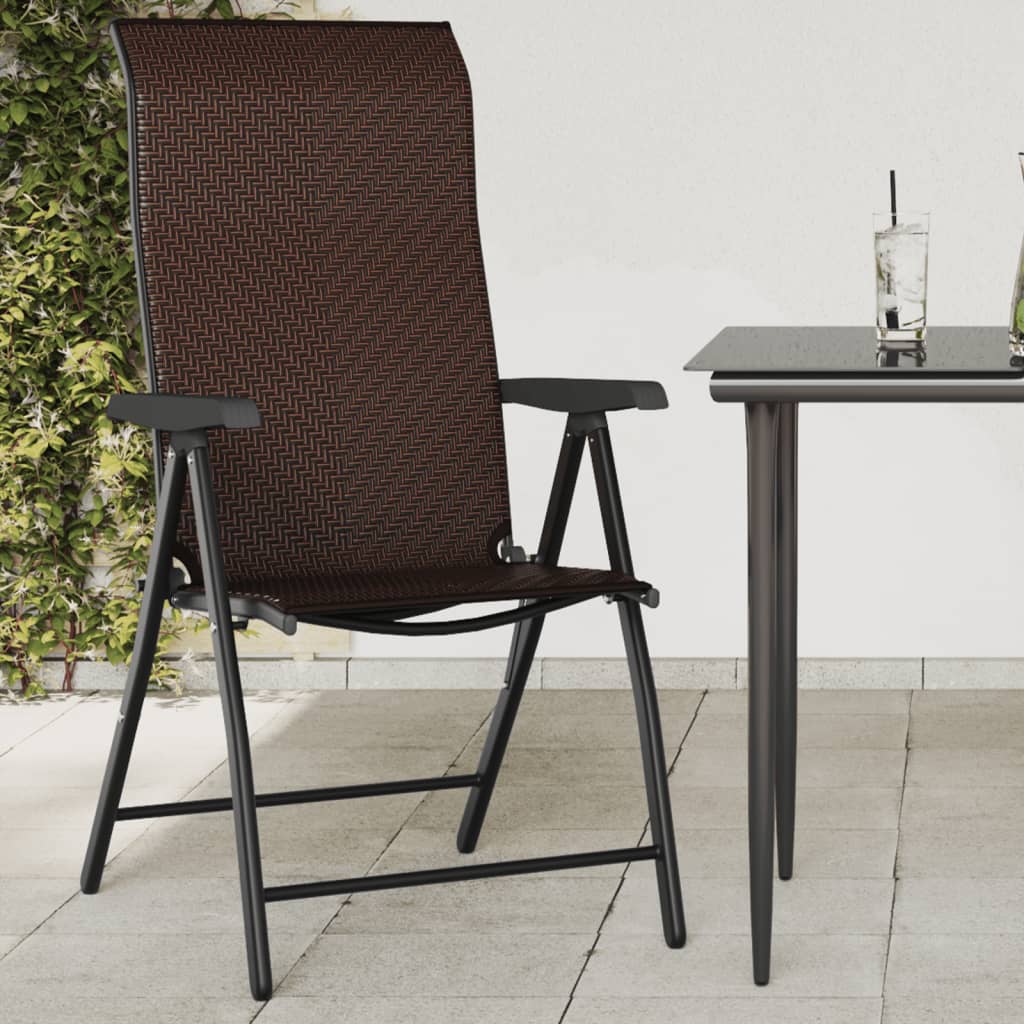 Klappstühle, 2 Stück, braunes Polyrattan