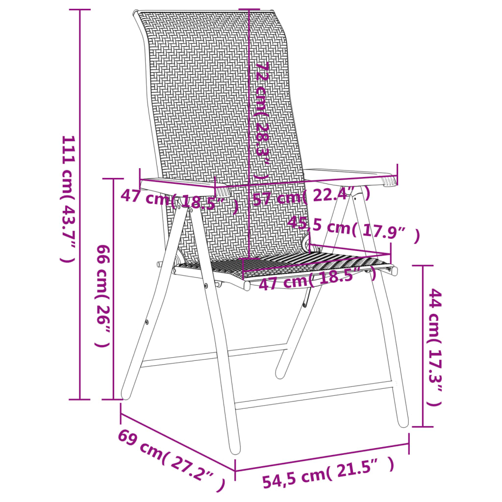 Klappstühle, 2 Stück, braunes Polyrattan