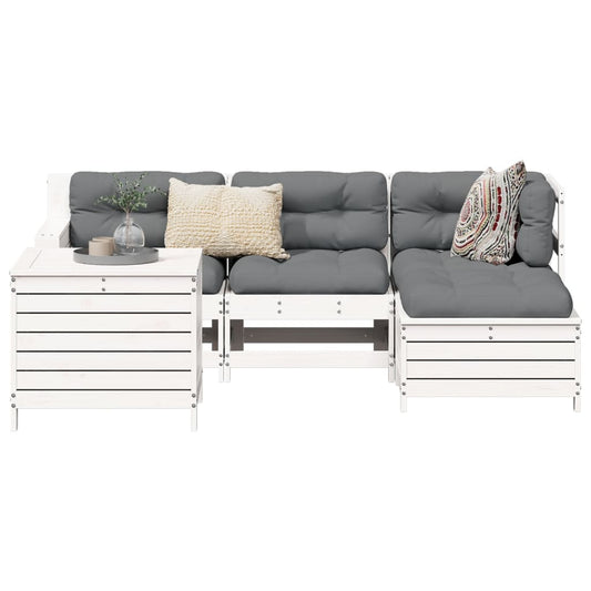 5-piece garden sofa set white solid pine