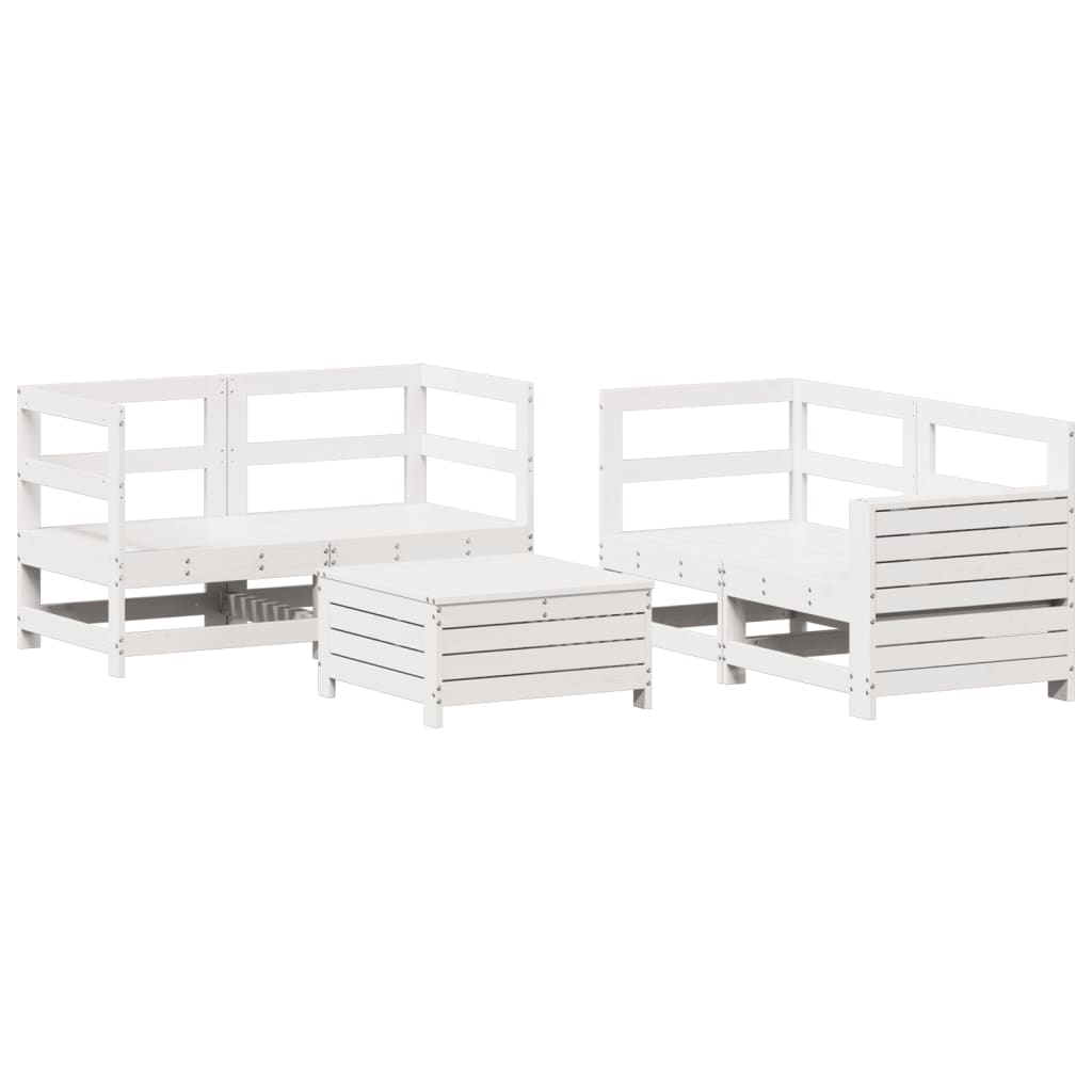 5-piece garden sofa set white solid pine