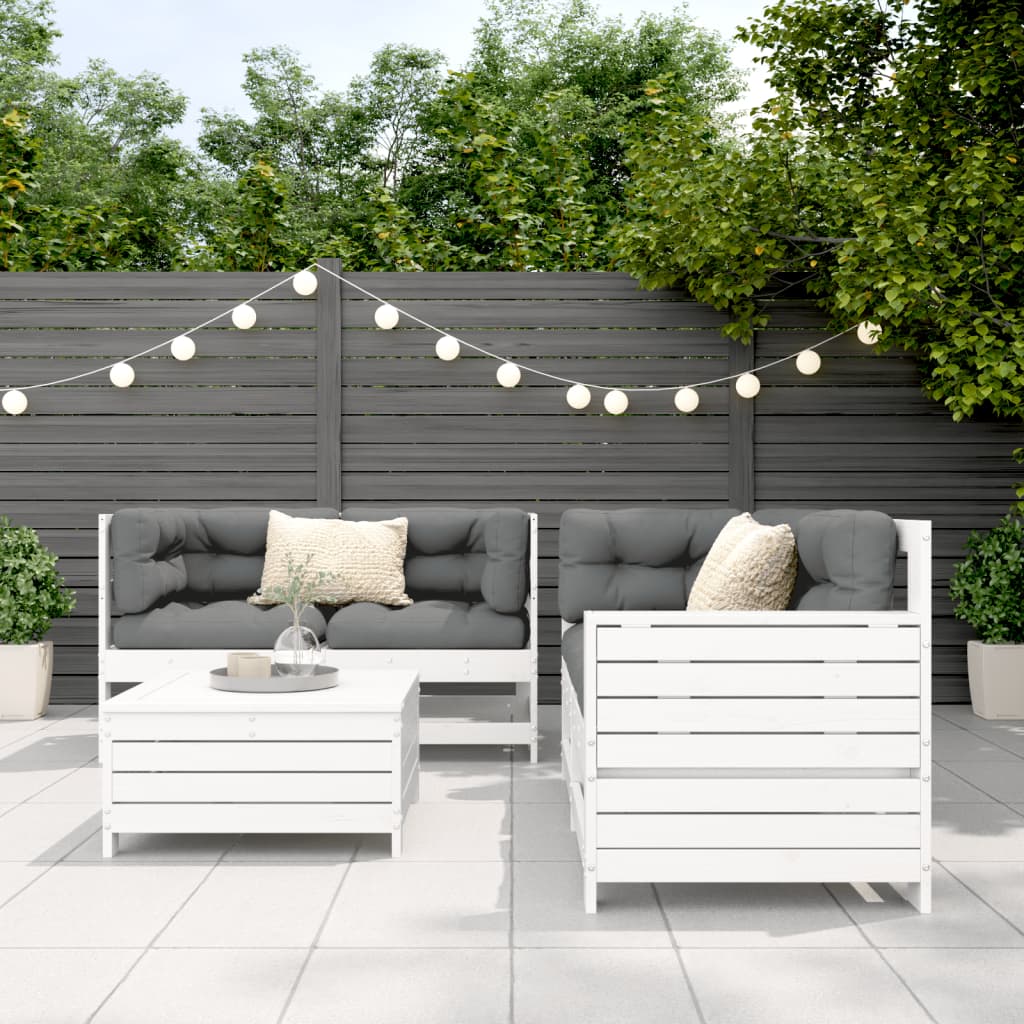 5-piece garden sofa set white solid pine