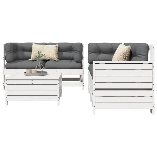 5-piece garden sofa set white solid pine