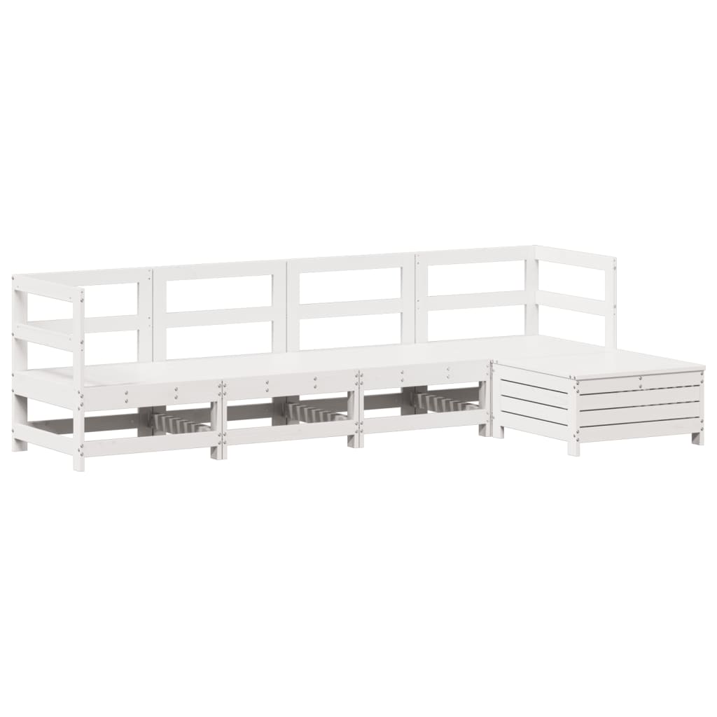 5-piece garden sofa set white solid pine
