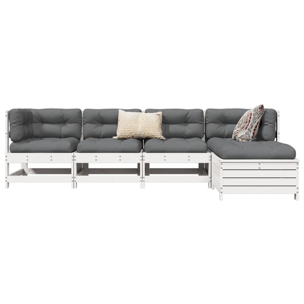 5-piece garden sofa set white solid pine