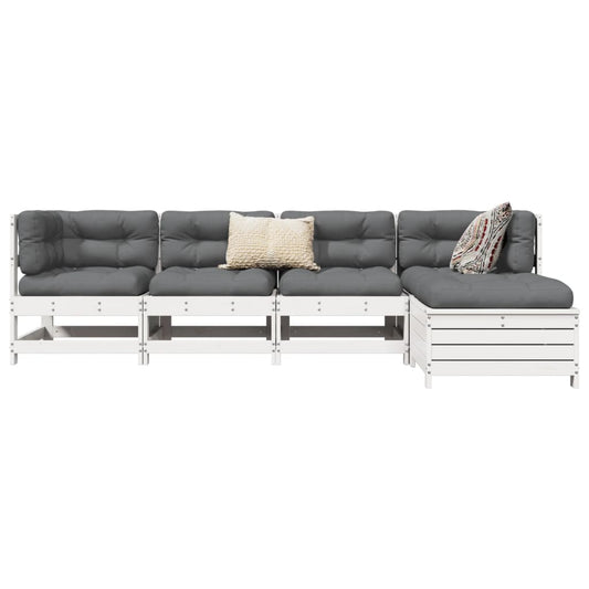 5-piece garden sofa set white solid pine