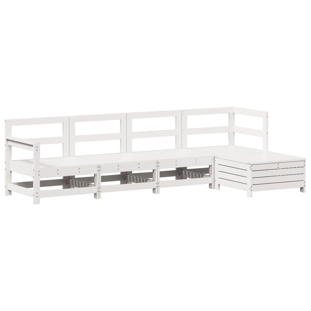 5-piece garden sofa set white solid pine