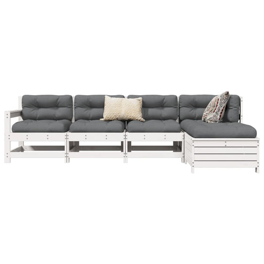 5-piece garden sofa set white solid pine