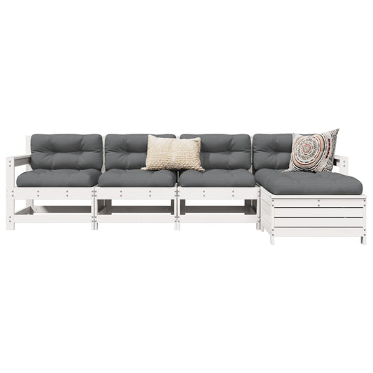 5-piece garden sofa set white solid pine