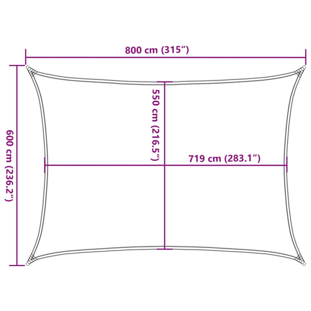 Sonnensegel 160 g/m² Rechteckig Sandfarben 6x8 m HDPE