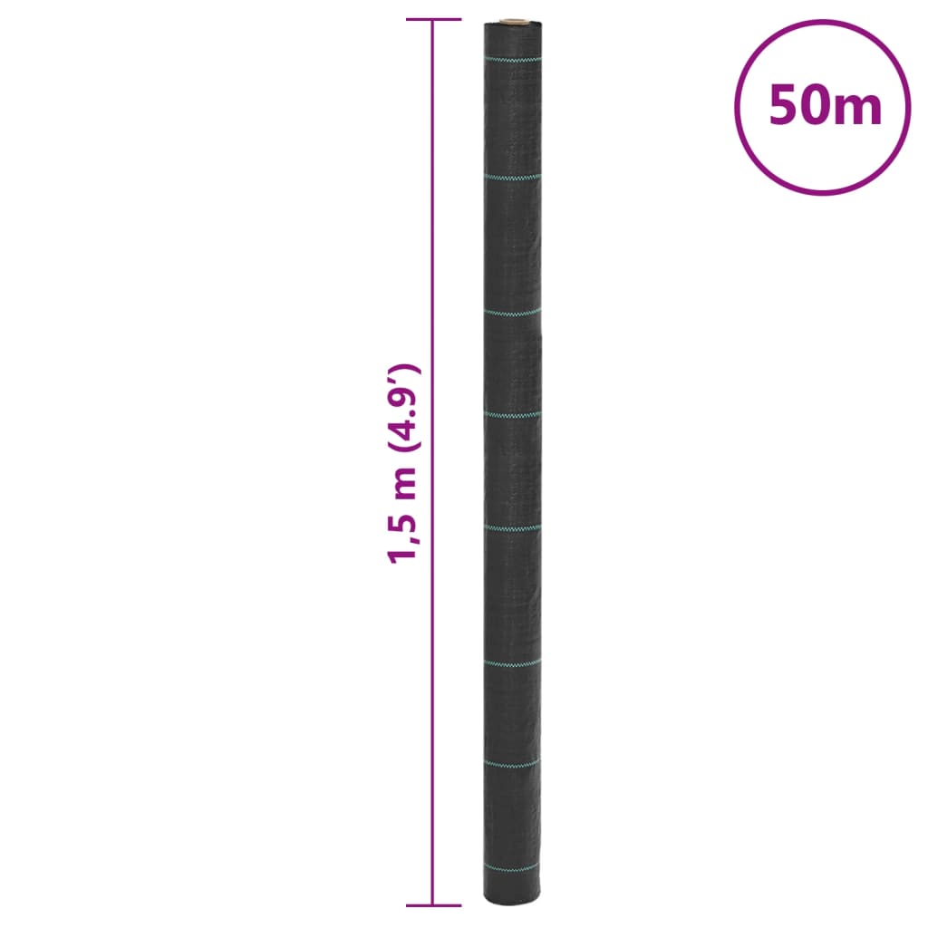 Unkrautmembran Schwarz 1,5 x 50 m PP